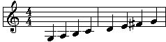 Staff: G Major Scale - 1 Octave