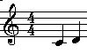 Intervals:Staff View Major 2nd Key of C
